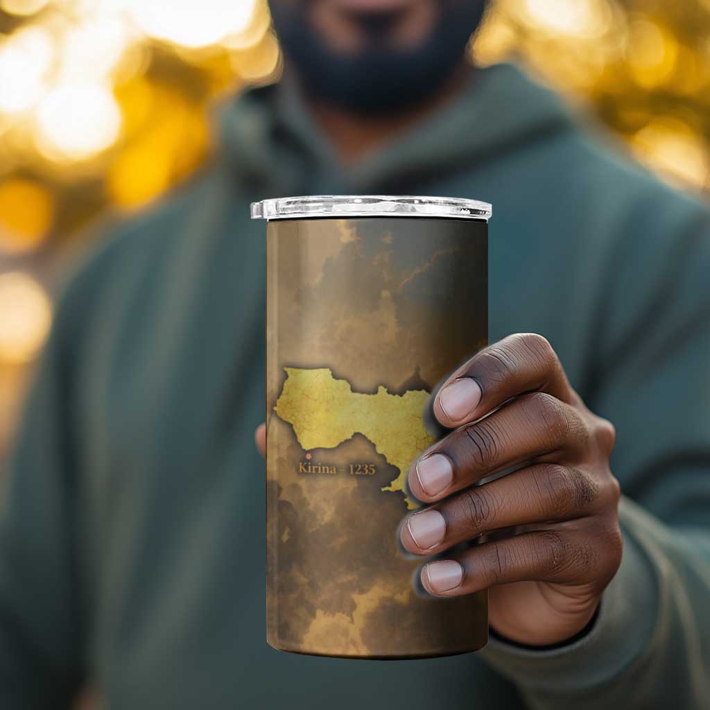 Sundiata Keita 4 in 1 Can Cooler Tumbler with Kirina 1235 Battle Map, Horseback Warrior and Birth of an Empire Design - Wonder Print Shop