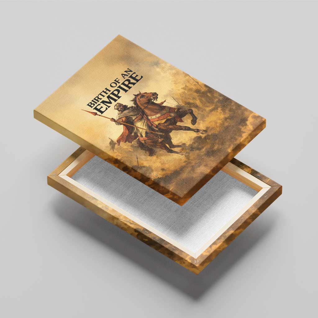 Sundiata Keita Canvas Wall Art with Kirina 1235 Battle Map, Horseback Warrior and Birth of an Empire Design - Wonder Print Shop