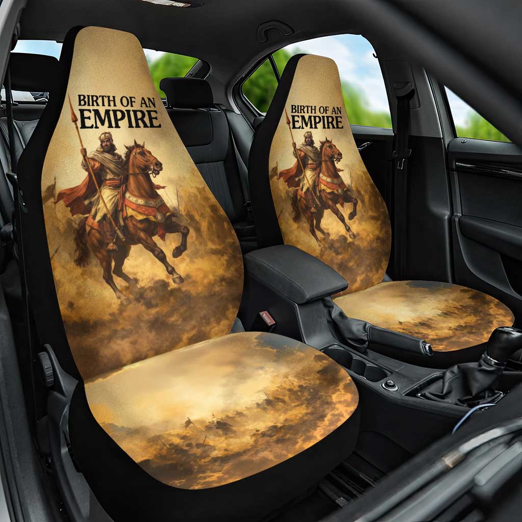 Sundiata Keita Car Seat Cover with Kirina 1235 Battle Map, Horseback Warrior and Birth of an Empire Design - Wonder Print Shop