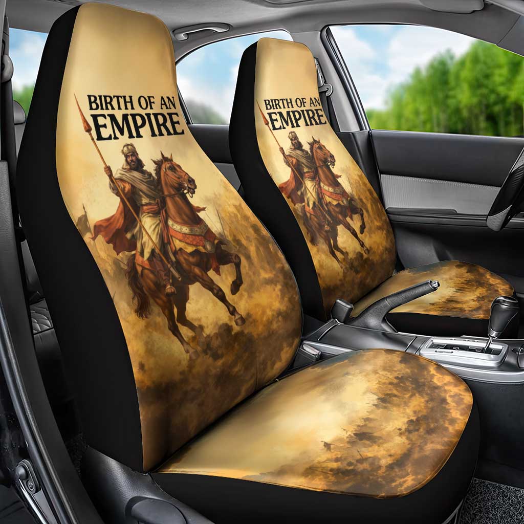 Sundiata Keita Car Seat Cover with Kirina 1235 Battle Map, Horseback Warrior and Birth of an Empire Design - Wonder Print Shop