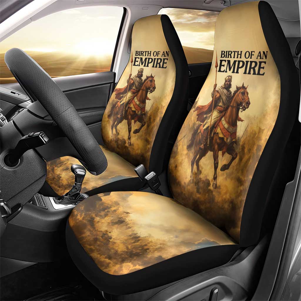 Sundiata Keita Car Seat Cover with Kirina 1235 Battle Map, Horseback Warrior and Birth of an Empire Design - Wonder Print Shop