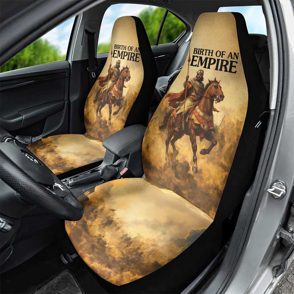 Sundiata Keita Car Seat Cover with Kirina 1235 Battle Map, Horseback Warrior and Birth of an Empire Design - Wonder Print Shop