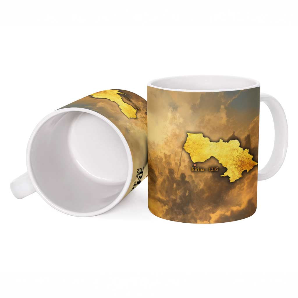 Sundiata Keita Ceramic Mug with Kirina 1235 Battle Map, Horseback Warrior and Birth of an Empire Design - Wonder Print Shop