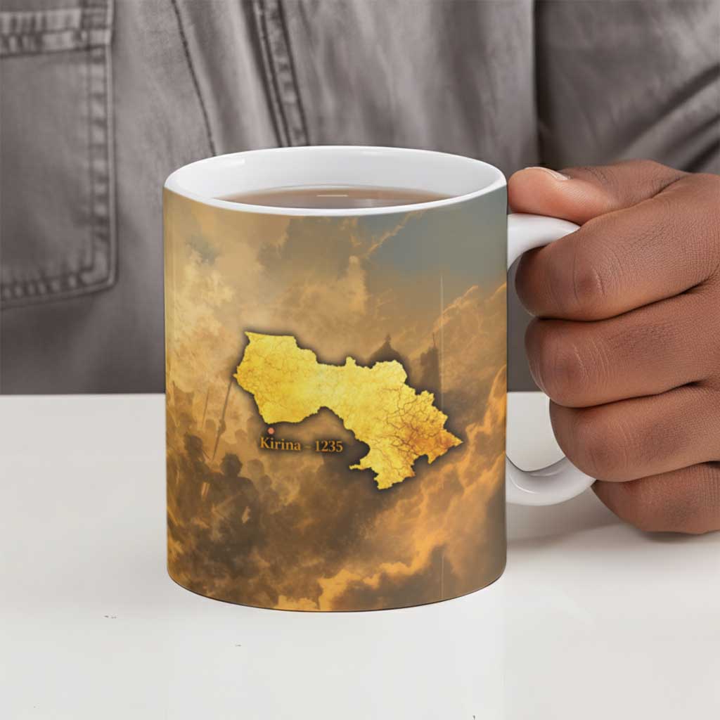Sundiata Keita Ceramic Mug with Kirina 1235 Battle Map, Horseback Warrior and Birth of an Empire Design - Wonder Print Shop