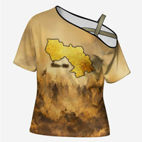 Sundiata Keita Cross Shoulder Shirt with Kirina 1235 Battle Map, Horseback Warrior and Birth of an Empire Design - Wonder Print Shop