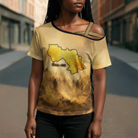 Sundiata Keita Cross Shoulder Shirt with Kirina 1235 Battle Map, Horseback Warrior and Birth of an Empire Design - Wonder Print Shop
