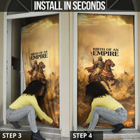 Sundiata Keita Door Cover with Kirina 1235 Battle Map, Horseback Warrior and Birth of an Empire Design - Wonder Print Shop