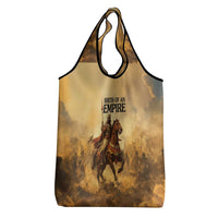 Sundiata Keita Grocery Bag with Kirina 1235 Battle Map, Horseback Warrior and Birth of an Empire Design - Wonder Print Shop