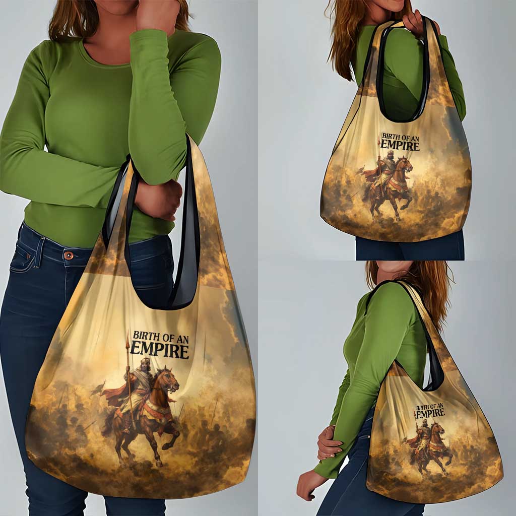 Sundiata Keita Grocery Bag with Kirina 1235 Battle Map, Horseback Warrior and Birth of an Empire Design - Wonder Print Shop
