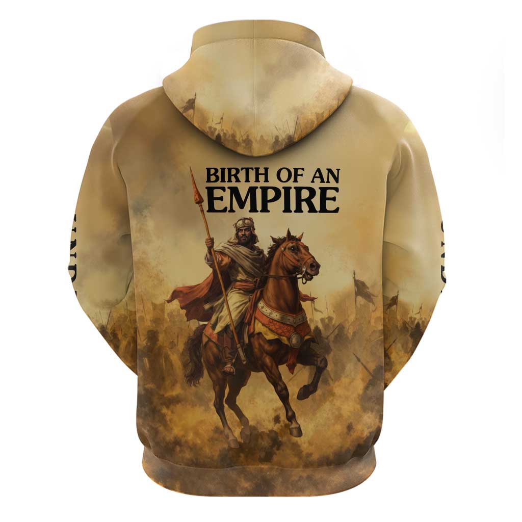 Sundiata Keita Hoodie with Kirina 1235 Battle Map, Horseback Warrior and Birth of an Empire Design - Wonder Print Shop