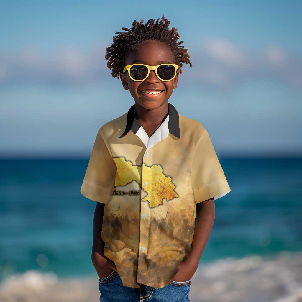 Sundiata Keita Kid Hawaiian Shirt with Kirina 1235 Battle Map, Horseback Warrior and Birth of an Empire Design - Wonder Print Shop