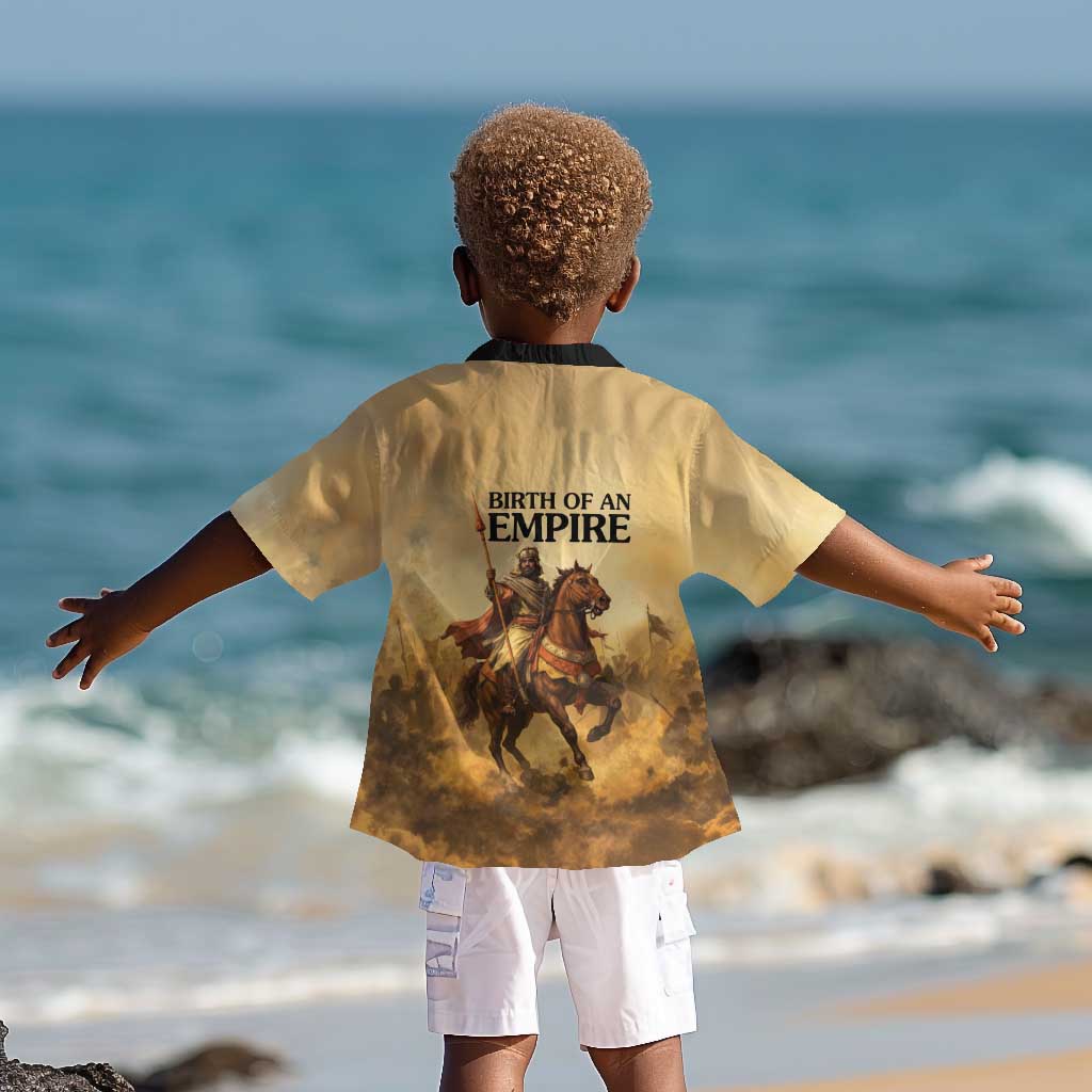 Sundiata Keita Kid Hawaiian Shirt with Kirina 1235 Battle Map, Horseback Warrior and Birth of an Empire Design - Wonder Print Shop