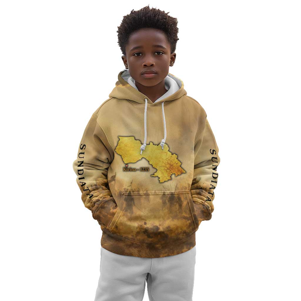 Sundiata Keita Kid Hoodie with Kirina 1235 Battle Map, Horseback Warrior and Birth of an Empire Design - Wonder Print Shop