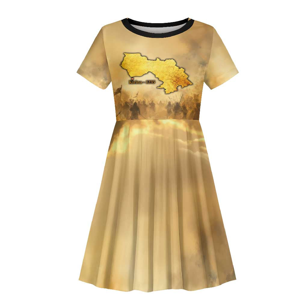 Sundiata Keita Kid Short Sleeve Dress with Kirina 1235 Battle Map, Horseback Warrior and Birth of an Empire Design - Wonder Print Shop