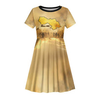 Sundiata Keita Kid Short Sleeve Dress with Kirina 1235 Battle Map, Horseback Warrior and Birth of an Empire Design - Wonder Print Shop