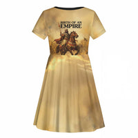 Sundiata Keita Kid Short Sleeve Dress with Kirina 1235 Battle Map, Horseback Warrior and Birth of an Empire Design - Wonder Print Shop
