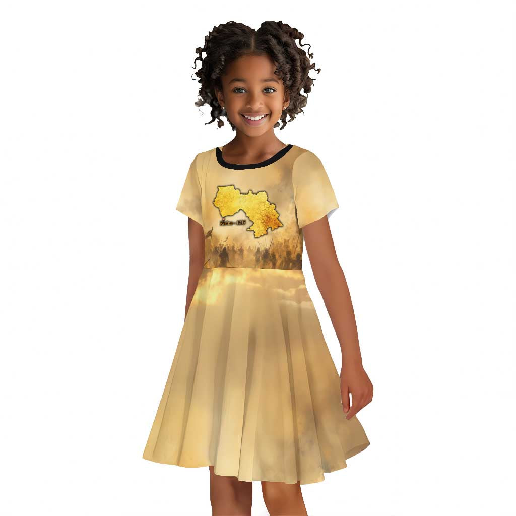 Sundiata Keita Kid Short Sleeve Dress with Kirina 1235 Battle Map, Horseback Warrior and Birth of an Empire Design - Wonder Print Shop