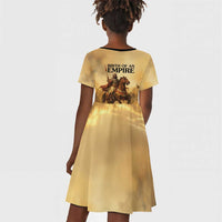 Sundiata Keita Kid Short Sleeve Dress with Kirina 1235 Battle Map, Horseback Warrior and Birth of an Empire Design - Wonder Print Shop