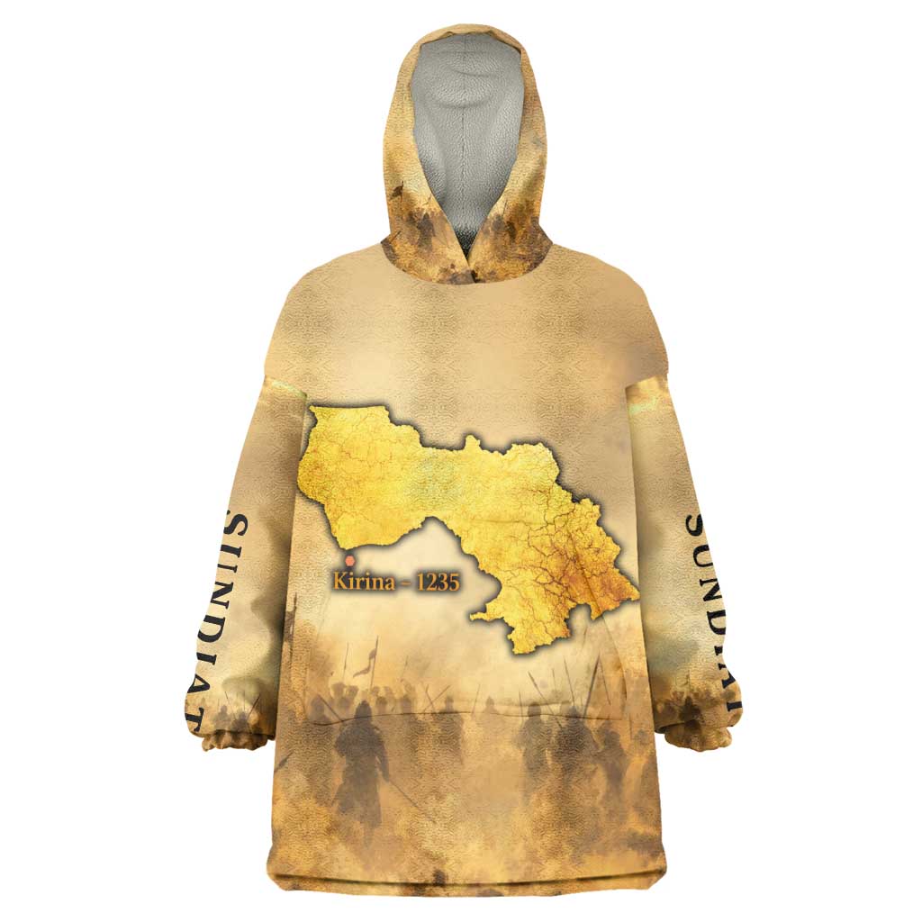 Sundiata Keita Kid Wearable Blanket Hoodie with Kirina 1235 Battle Map, Horseback Warrior and Birth of an Empire Design - Wonder Print Shop