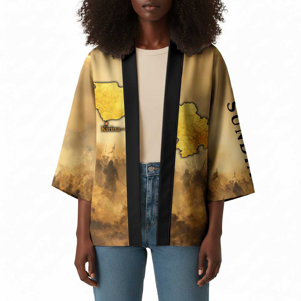 Sundiata Keita Kimono with Kirina 1235 Battle Map, Horseback Warrior and Birth of an Empire Design - Wonder Print Shop