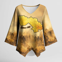 Sundiata Keita Kimono Sleeve Blouse with Kirina 1235 Battle Map, Horseback Warrior and Birth of an Empire Design - Wonder Print Shop