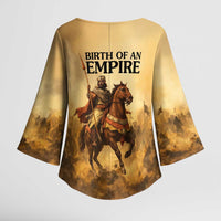 Sundiata Keita Kimono Sleeve Blouse with Kirina 1235 Battle Map, Horseback Warrior and Birth of an Empire Design - Wonder Print Shop