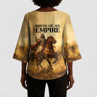 Sundiata Keita Kimono Sleeve Blouse with Kirina 1235 Battle Map, Horseback Warrior and Birth of an Empire Design - Wonder Print Shop