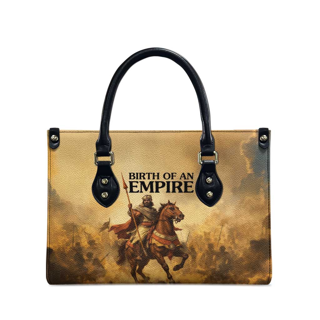 Sundiata Keita Leather Bag with Kirina 1235 Battle Map, Horseback Warrior and Birth of an Empire Design - Wonder Print Shop