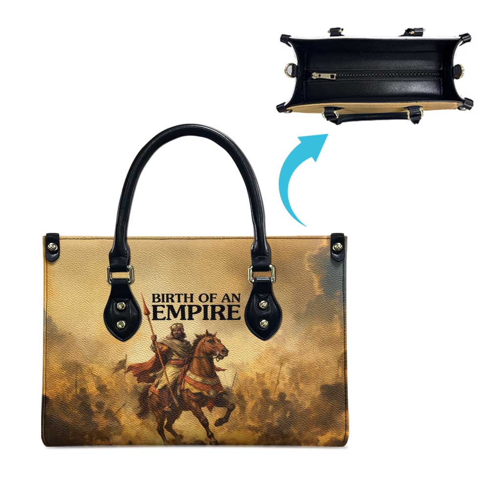 Sundiata Keita Leather Bag with Kirina 1235 Battle Map, Horseback Warrior and Birth of an Empire Design - Wonder Print Shop