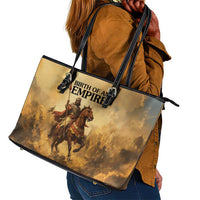 Sundiata Keita Leather Tote Bag with Kirina 1235 Battle Map, Horseback Warrior and Birth of an Empire Design - Wonder Print Shop