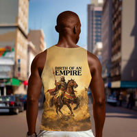 Sundiata Keita Men Tank Top with Kirina 1235 Battle Map, Horseback Warrior and Birth of an Empire Design - Wonder Print Shop