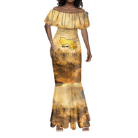 Sundiata Keita Mermaid Dress with Kirina 1235 Battle Map, Horseback Warrior and Birth of an Empire Design - Wonder Print Shop