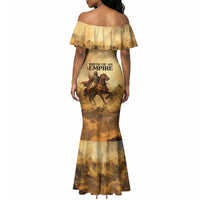 Sundiata Keita Mermaid Dress with Kirina 1235 Battle Map, Horseback Warrior and Birth of an Empire Design - Wonder Print Shop