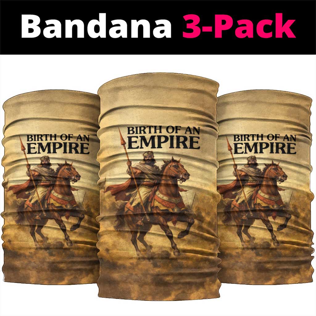 Sundiata Keita Neck Gaiter with Kirina 1235 Battle Map, Horseback Warrior and Birth of an Empire Design - Wonder Print Shop