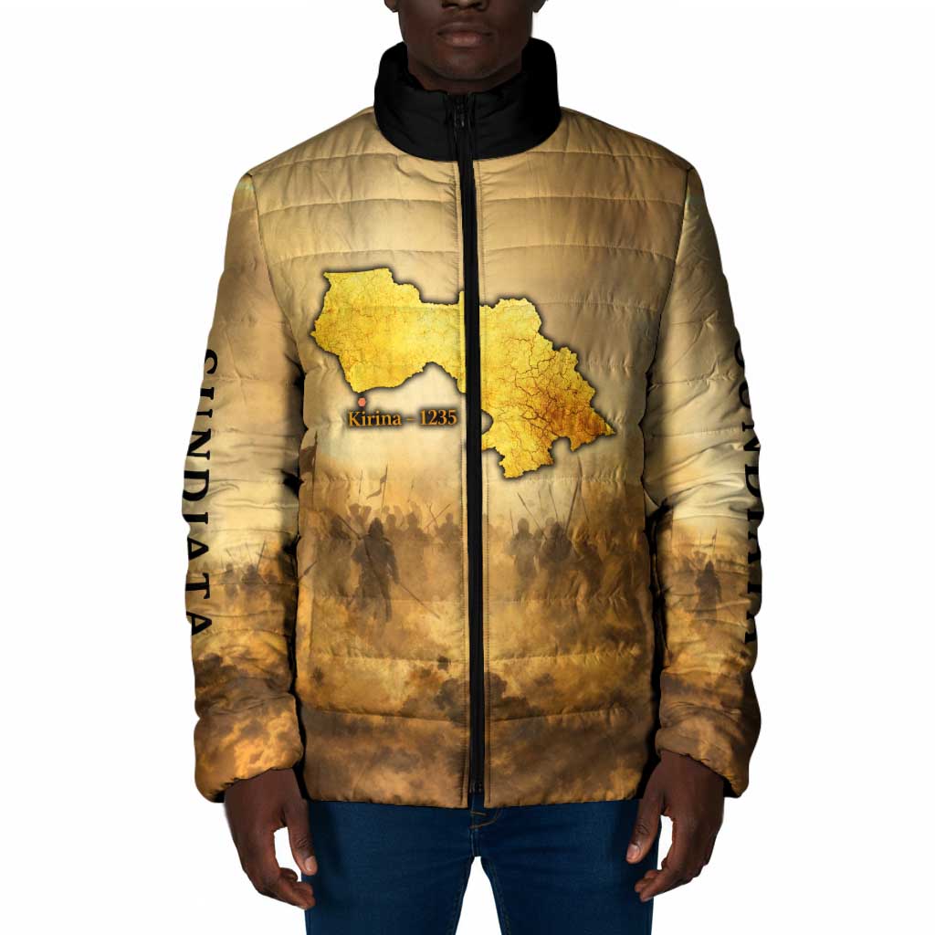 Sundiata Keita Padded Jacket with Kirina 1235 Battle Map, Horseback Warrior and Birth of an Empire Design - Wonder Print Shop