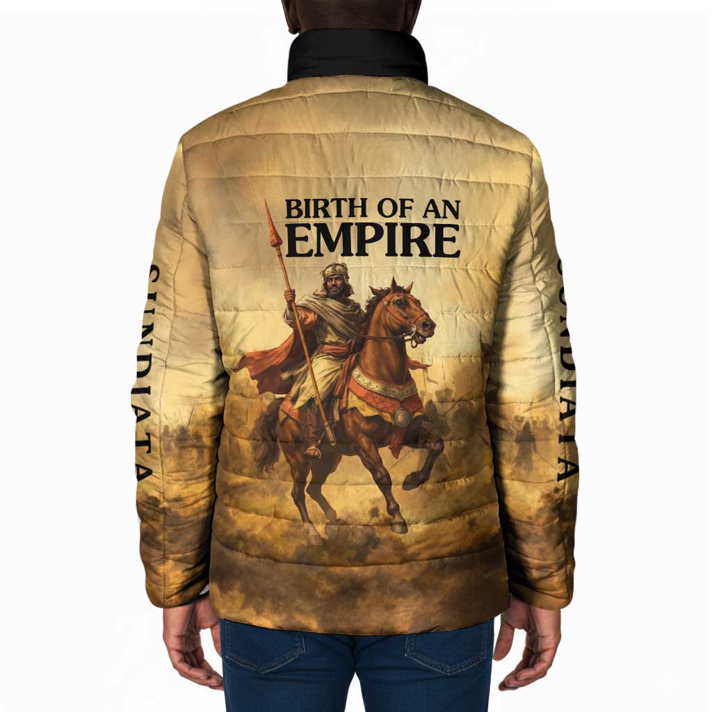 Sundiata Keita Padded Jacket with Kirina 1235 Battle Map, Horseback Warrior and Birth of an Empire Design - Wonder Print Shop