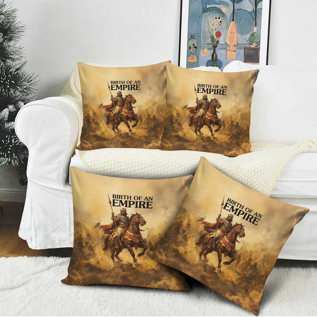 Sundiata Keita Pillow Cover with Kirina 1235 Battle Map, Horseback Warrior and Birth of an Empire Design - Wonder Print Shop