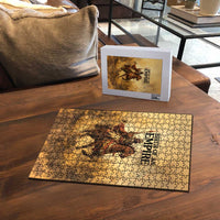 Sundiata Keita Puzzle with Kirina 1235 Battle Map, Horseback Warrior and Birth of an Empire Design - Wonder Print Shop