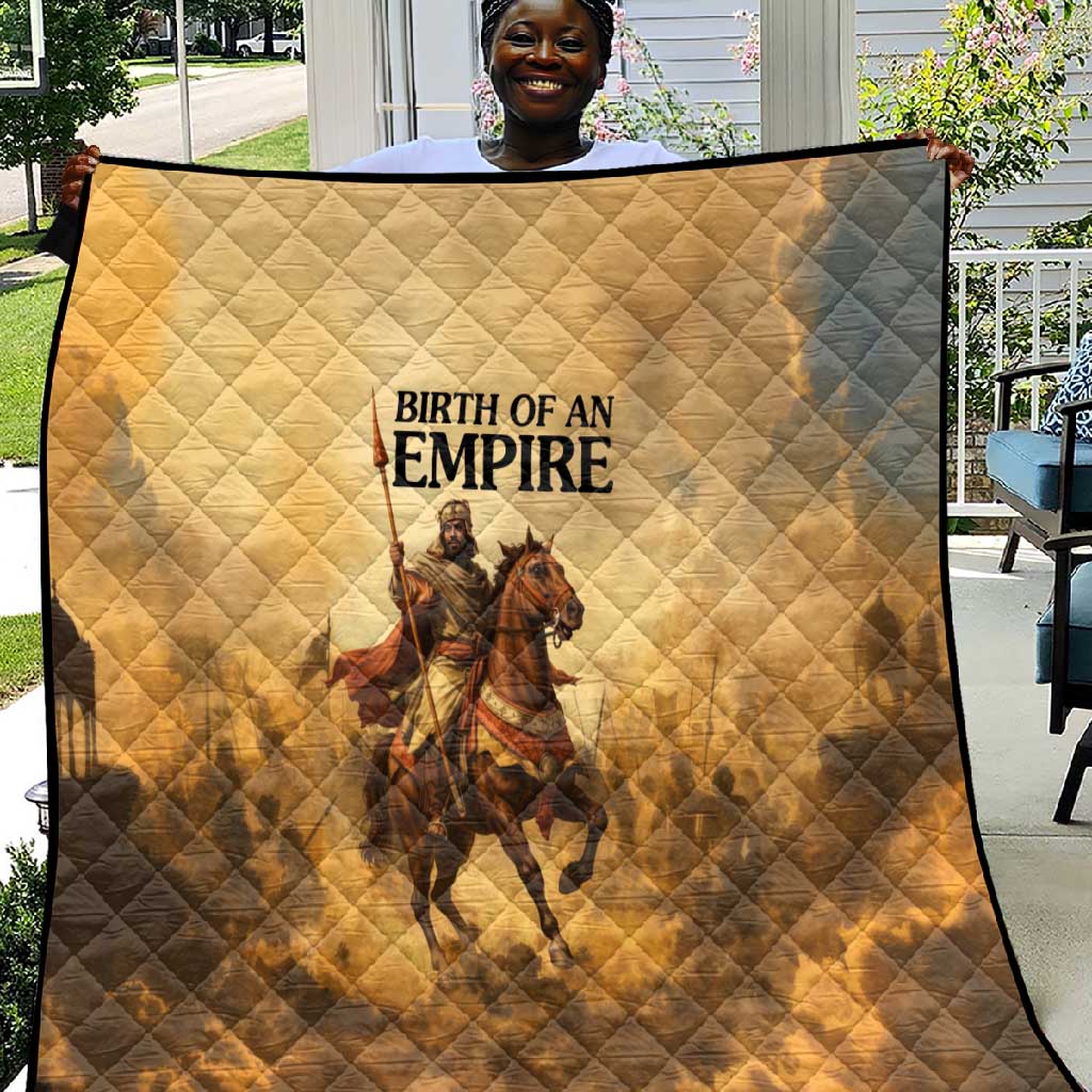 Sundiata Keita Quilt with Kirina 1235 Battle Map, Horseback Warrior and Birth of an Empire Design - Wonder Print Shop