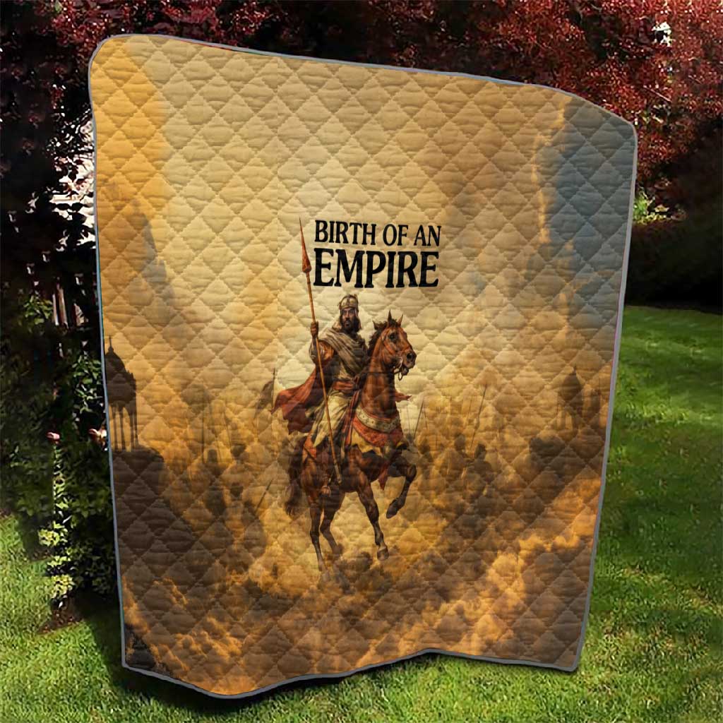 Sundiata Keita Quilt with Kirina 1235 Battle Map, Horseback Warrior and Birth of an Empire Design - Wonder Print Shop