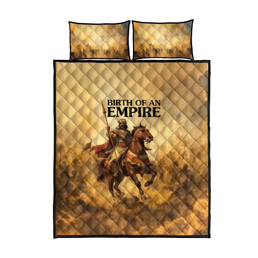 Sundiata Keita Quilt Bed Set with Kirina 1235 Battle Map, Horseback Warrior and Birth of an Empire Design - Wonder Print Shop