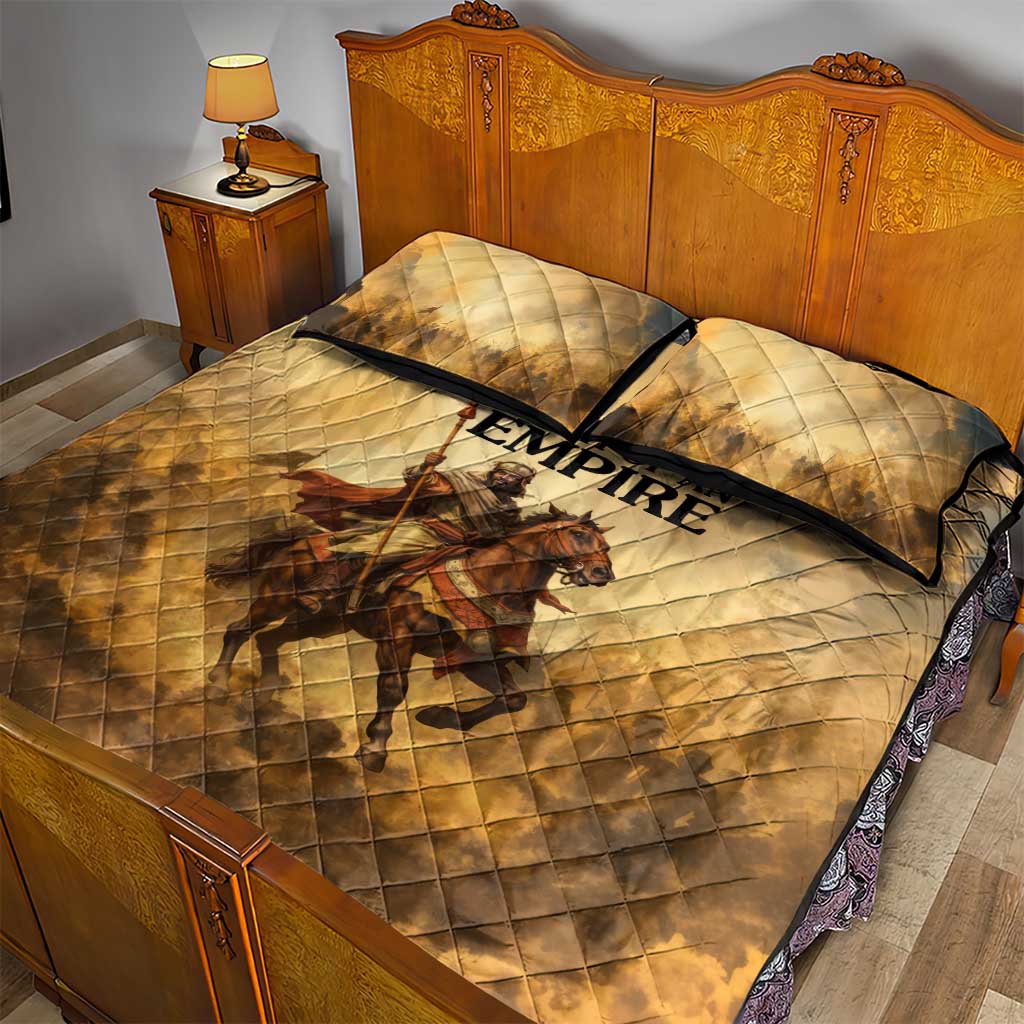Sundiata Keita Quilt Bed Set with Kirina 1235 Battle Map, Horseback Warrior and Birth of an Empire Design - Wonder Print Shop