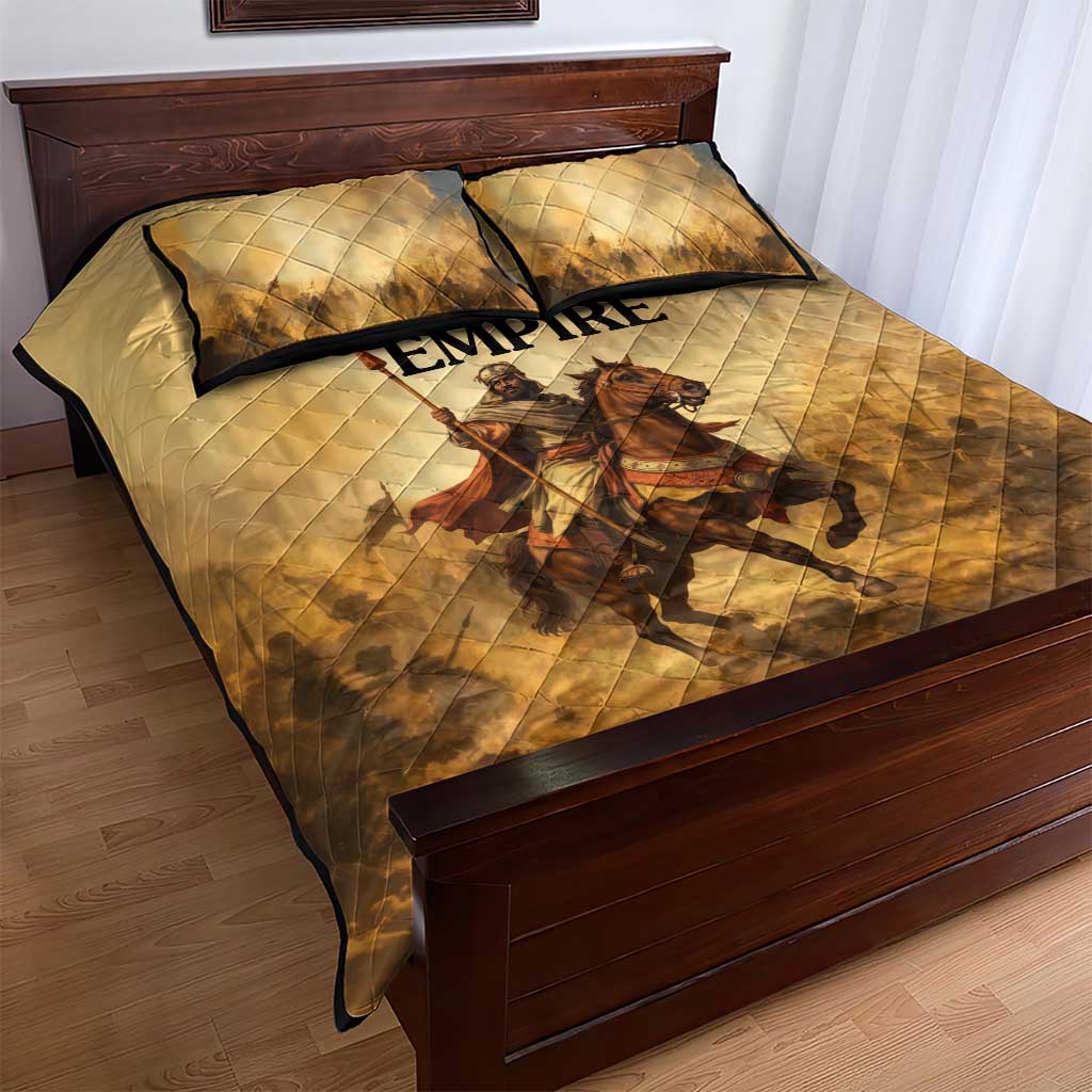 Sundiata Keita Quilt Bed Set with Kirina 1235 Battle Map, Horseback Warrior and Birth of an Empire Design - Wonder Print Shop