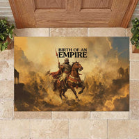 Sundiata Keita Rubber Doormat with Kirina 1235 Battle Map, Horseback Warrior and Birth of an Empire Design - Wonder Print Shop