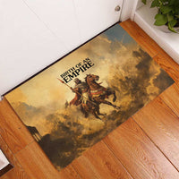 Sundiata Keita Rubber Doormat with Kirina 1235 Battle Map, Horseback Warrior and Birth of an Empire Design - Wonder Print Shop