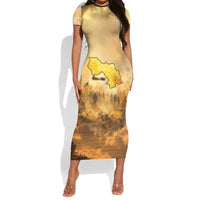 Sundiata Keita Short Sleeve Bodycon Dress with Kirina 1235 Battle Map, Horseback Warrior and Birth of an Empire Design - Wonder Print Shop