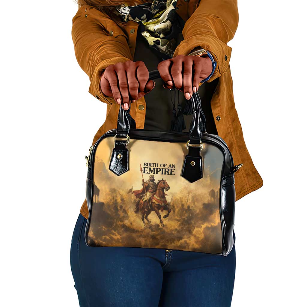 Sundiata Keita Shoulder Handbag with Kirina 1235 Battle Map, Horseback Warrior and Birth of an Empire Design - Wonder Print Shop