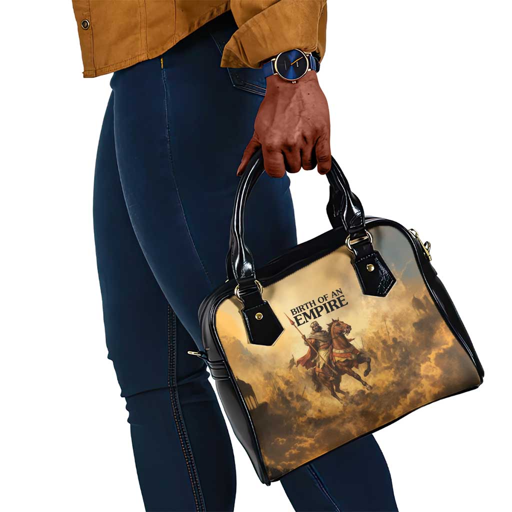 Sundiata Keita Shoulder Handbag with Kirina 1235 Battle Map, Horseback Warrior and Birth of an Empire Design - Wonder Print Shop