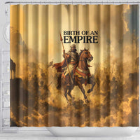 Sundiata Keita Shower Curtain with Kirina 1235 Battle Map, Horseback Warrior and Birth of an Empire Design - Wonder Print Shop