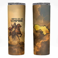 Sundiata Keita Skinny Tumbler with Kirina 1235 Battle Map, Horseback Warrior and Birth of an Empire Design - Wonder Print Shop